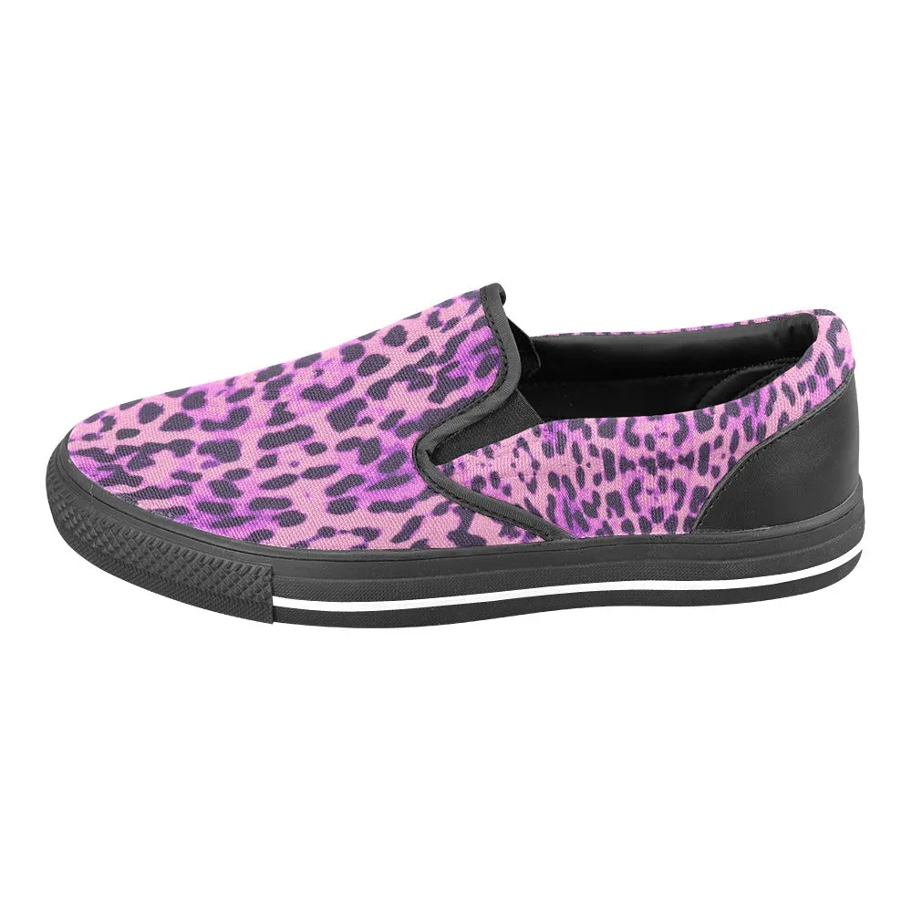 Purple Cheetah Slip-on Canvas Women's Shoes