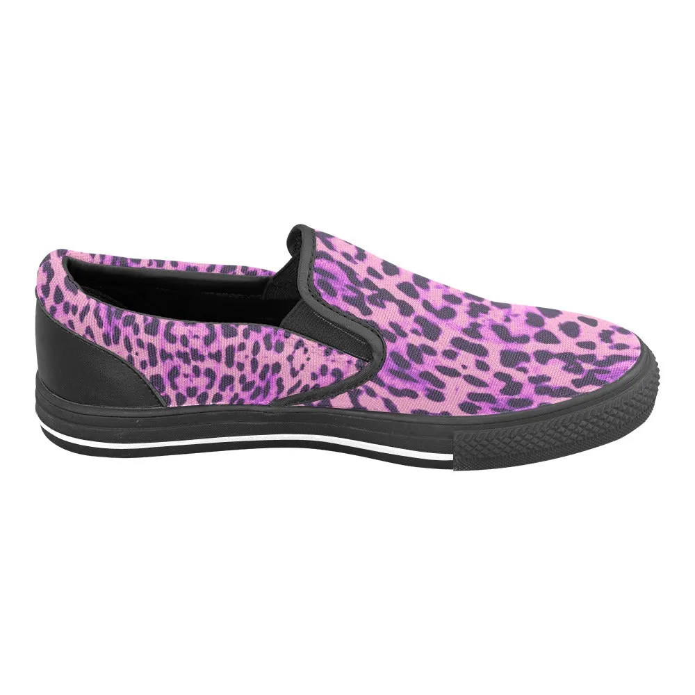 Purple Cheetah Slip-on Canvas Women's Shoes