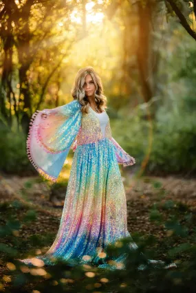 Rainbow Disco-Beautiful boho inspired gown - (TEEN-ADULT) -Maternity friendly.