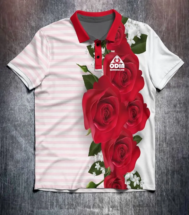 Red & White Roses design shirt