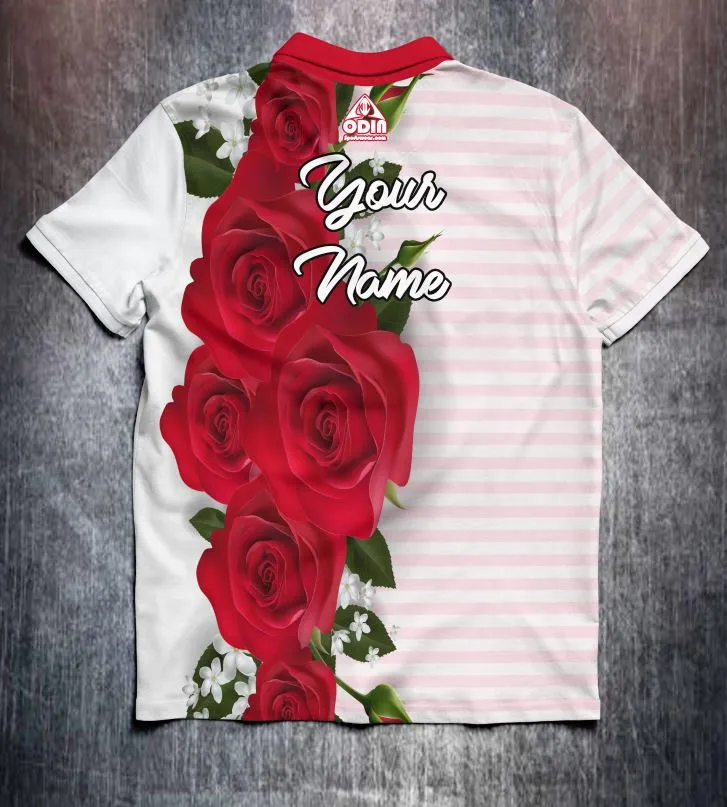 Red & White Roses design shirt