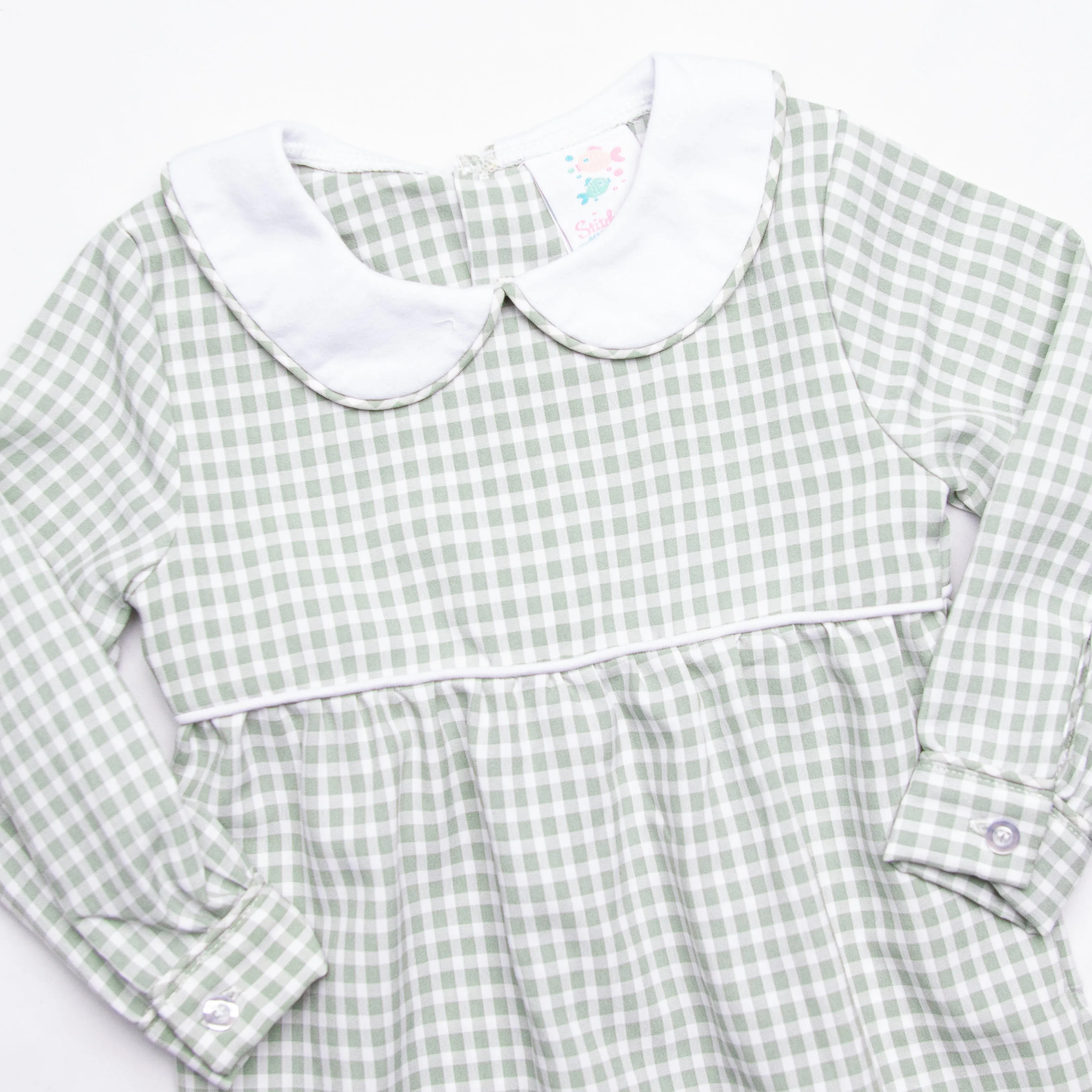 Reed Romper, Green Gingham