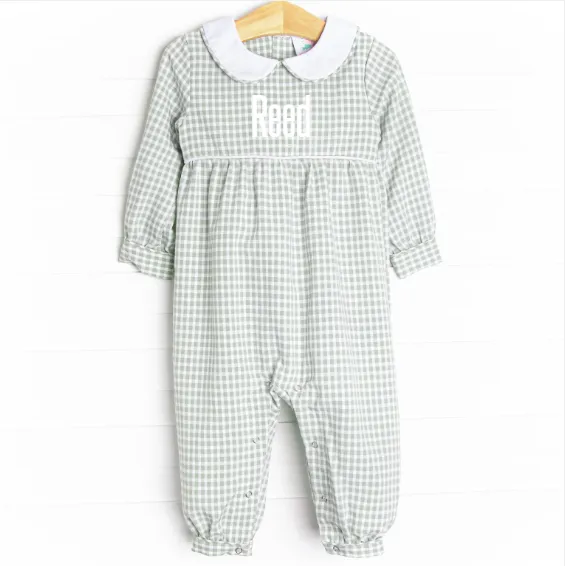 Reed Romper, Green Gingham