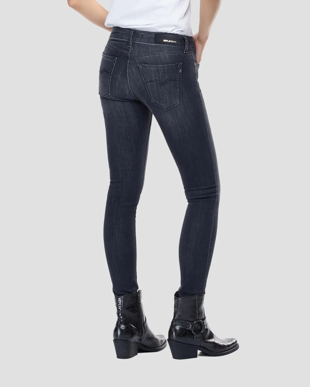 Replay Womens New Luz Skinny Fit Jeans - Washed Black