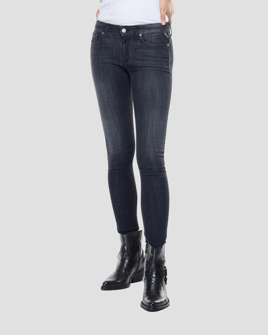 Replay Womens New Luz Skinny Fit Jeans - Washed Black