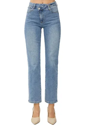 Risen Jeans - High Rise Crossover Straight Jeans - RDP5333