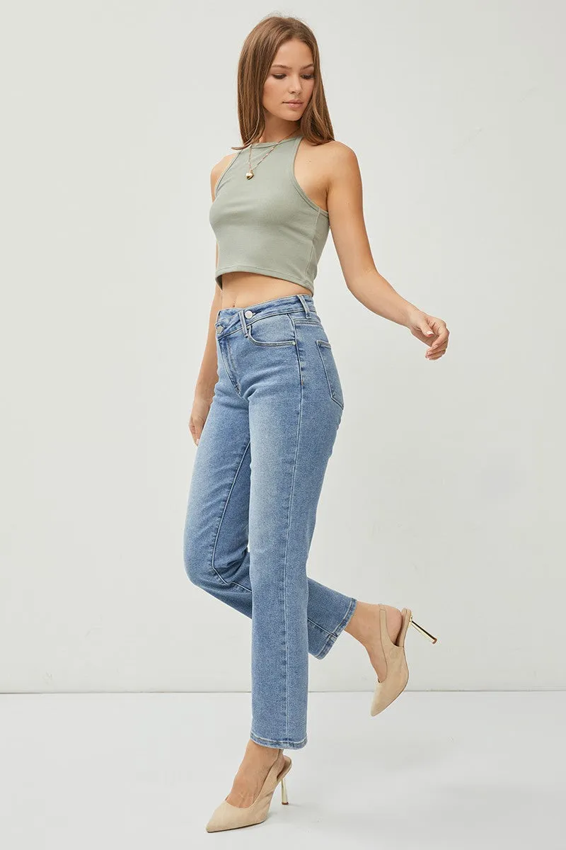 Risen Jeans - High Rise Crossover Straight Jeans - RDP5333