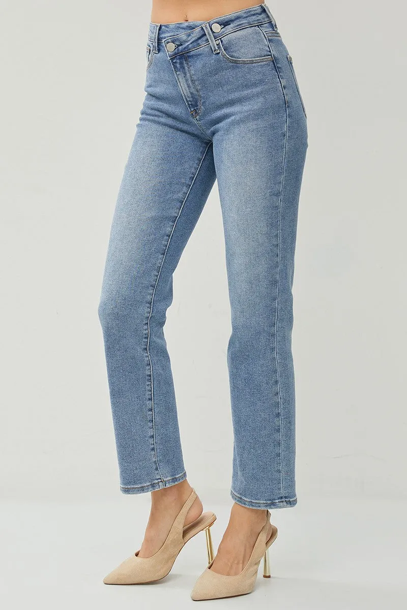 Risen Jeans - High Rise Crossover Straight Jeans - RDP5333