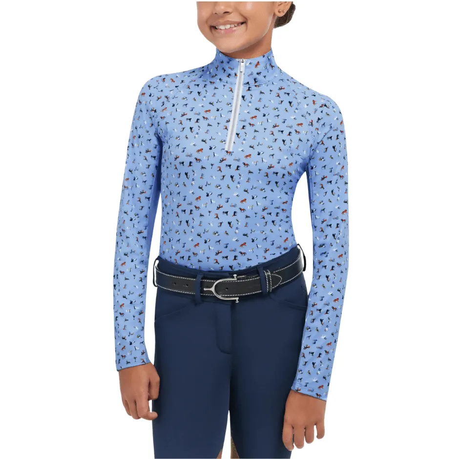 RJ Libby Junior 1/4 Zip Shirt - Sky Painted Ponies