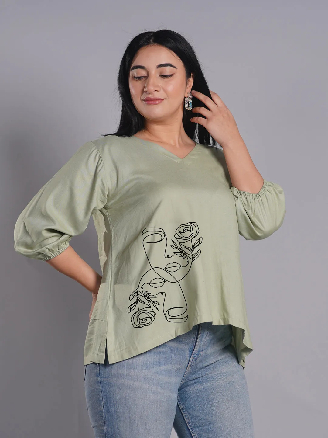 Sagegreen Rayon Top - Liara