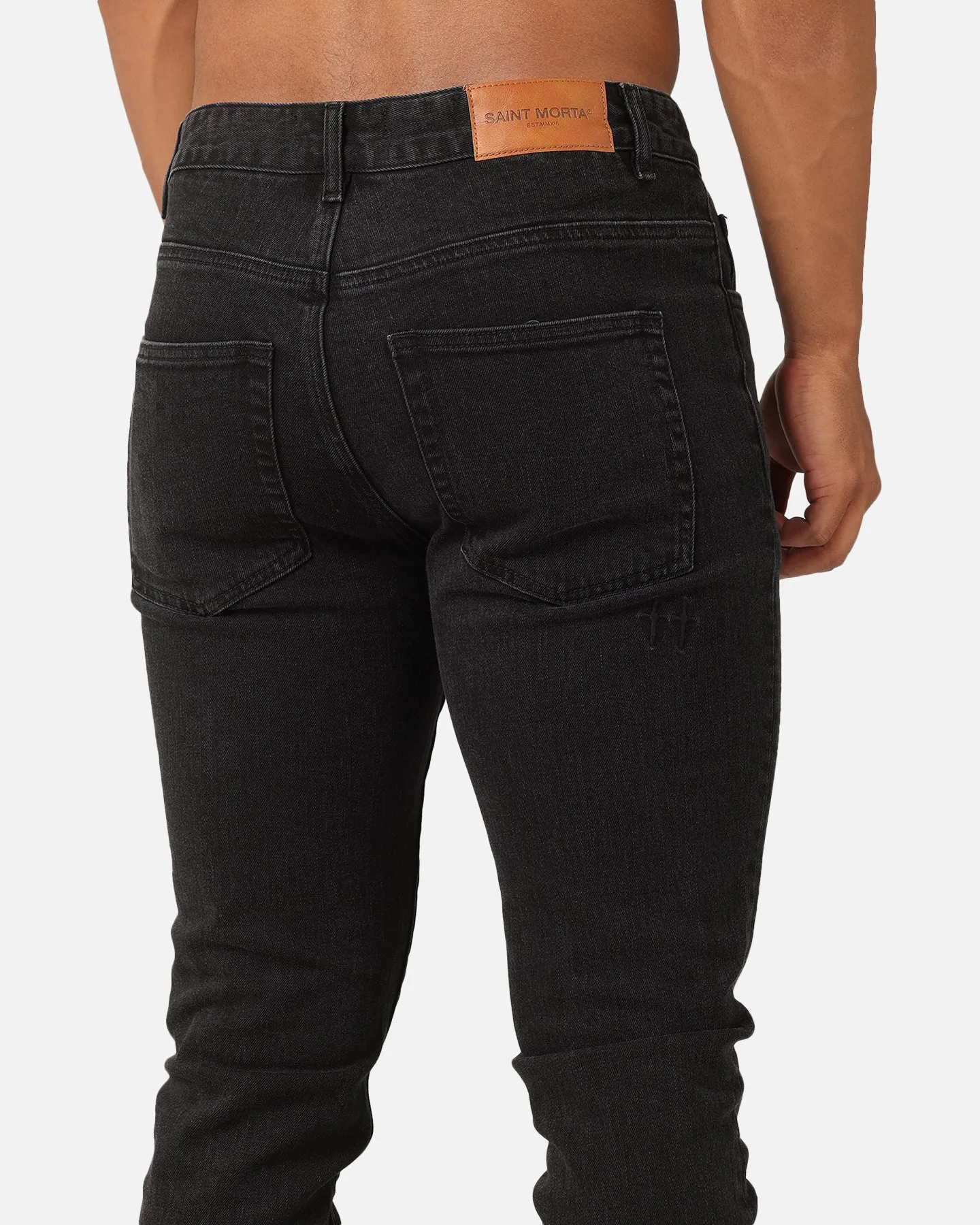 Saint Morta Tapered Denim Jeans Washed Black