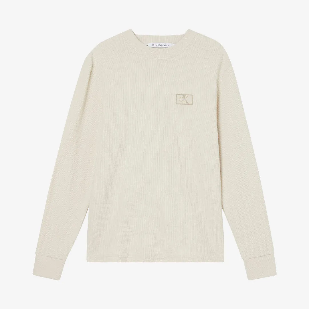 SHRUNKEN BADGE LS WAFFLE TEE