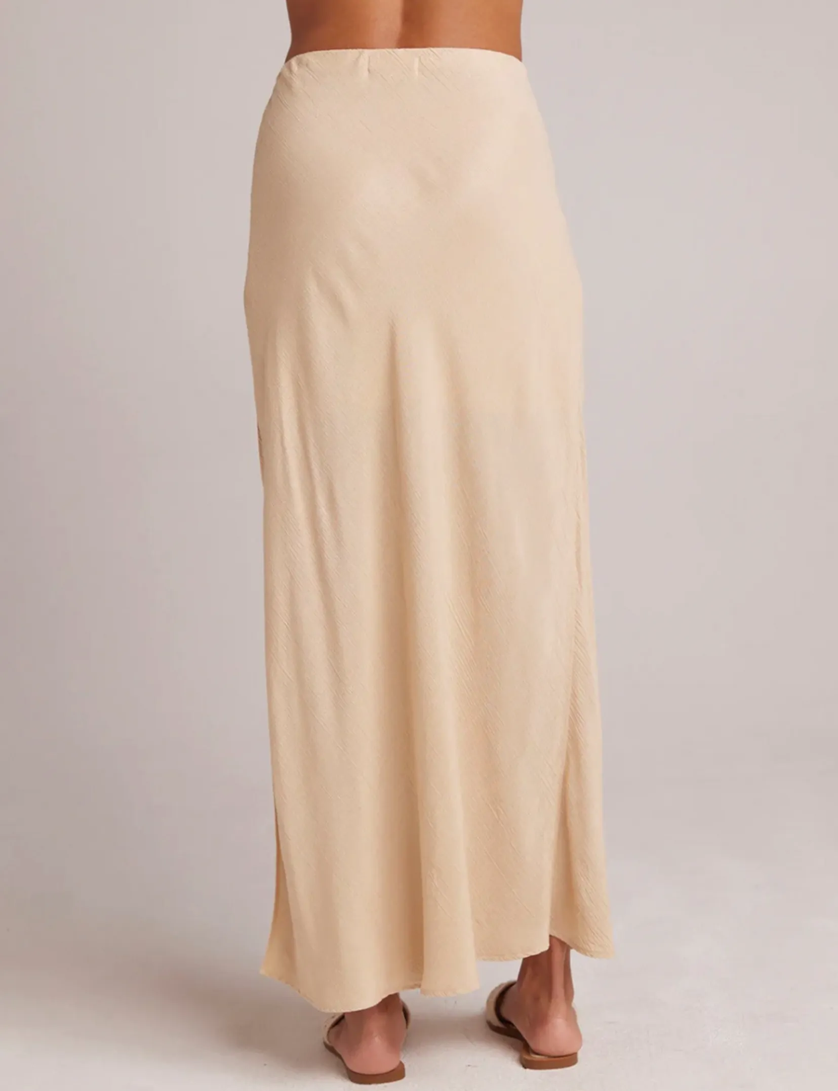 Side Slit Bias Maxi Skirt, Classic Khaki