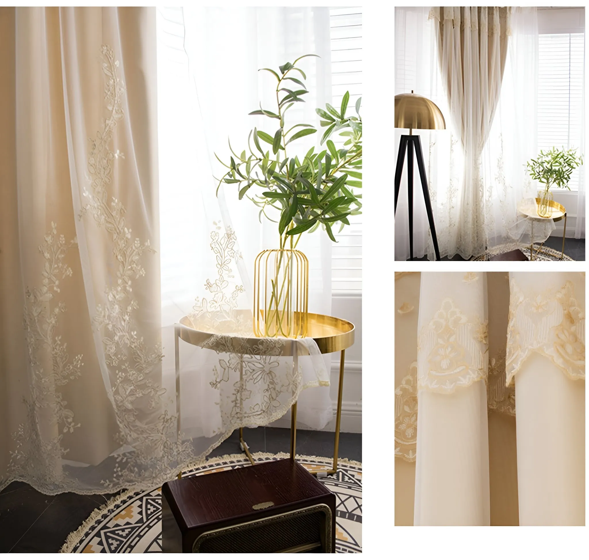 Skye Two-Layer Blackout Lace Custom Curtain