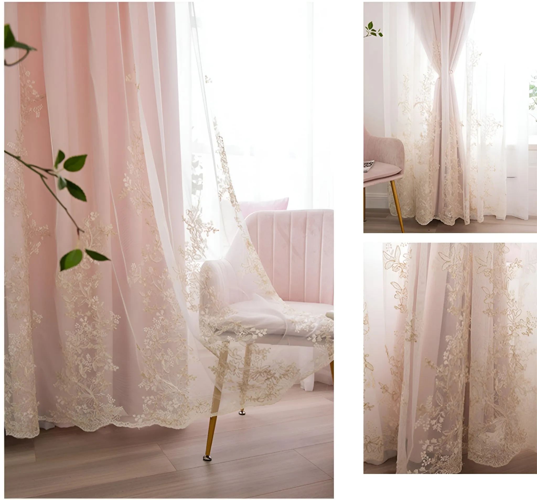 Skye Two-Layer Blackout Lace Custom Curtain