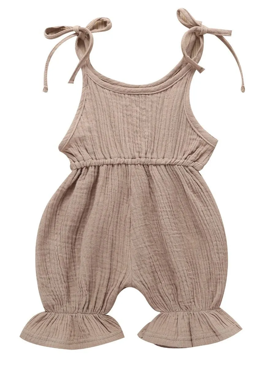 Solid Color Onesie Cotton Blend Baby Jumpsuit High Summer