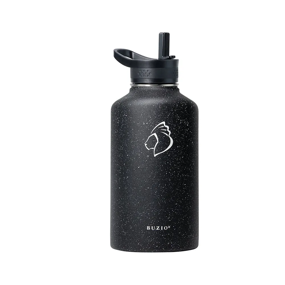 Stainless Steel Water Bottle With 3 Lids | 64oz | Starry Black