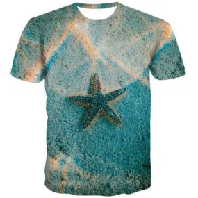 Starfish T shirts Men Ocean T-shirts 3d Beach Tshirts Cool Blue Tshirt Printed Harajuku Tshirts Casual Short Sleeve Full Print