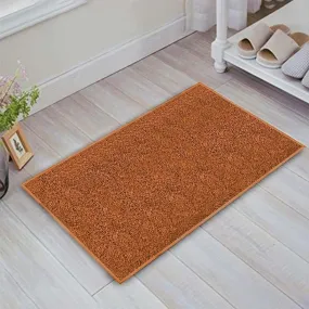 STATUS Anti-Skid Microfiber Water Absorbant/Soaking Washable Doormat for Bathroom/Entrance/Kitchen/Bedside/Door/Living-Room/Prayer Room Bath Mat (58 x 38 cm) (Set of 3 (Rust))