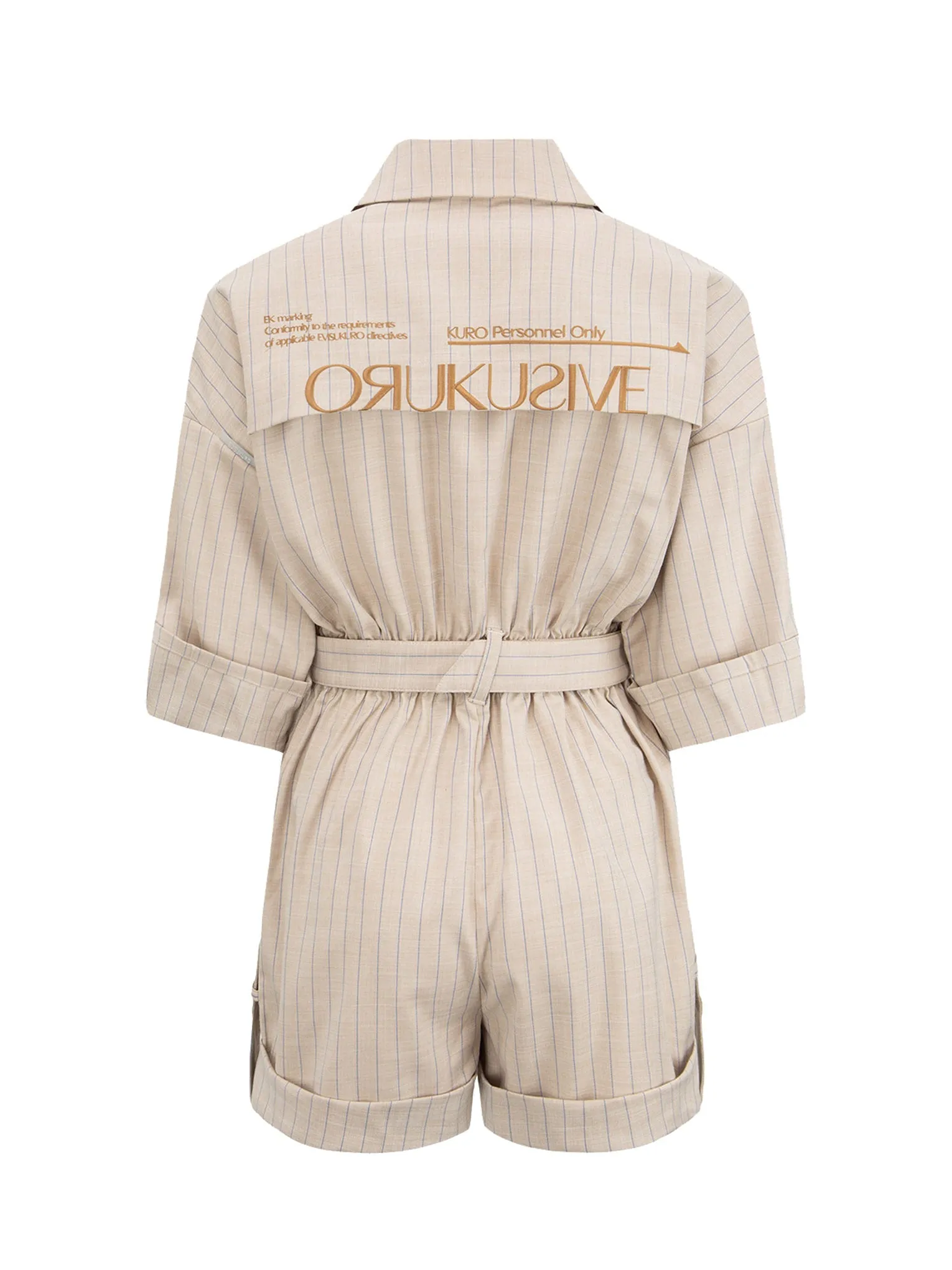 Stripe-pattern Belted Jumpsuit