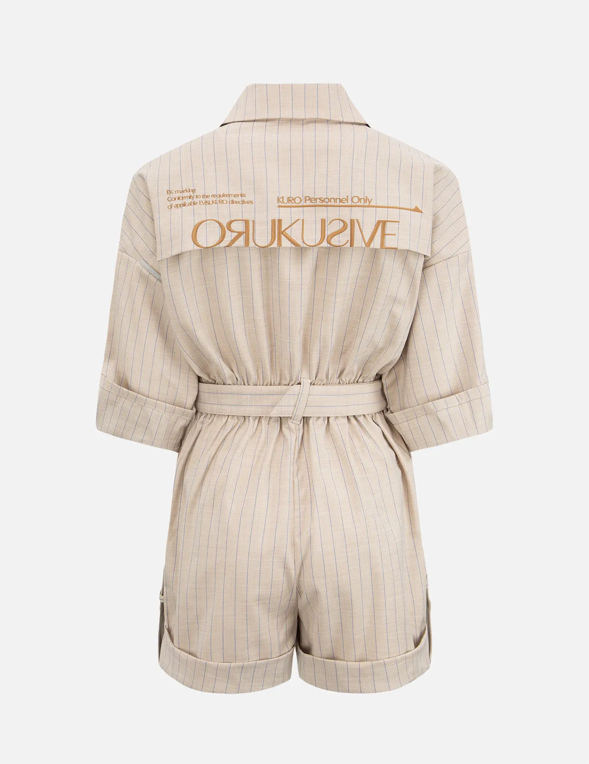 Stripe-pattern Belted Jumpsuit