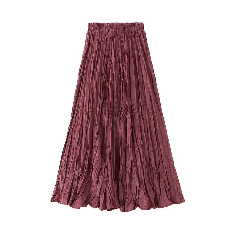 Summer Pleated  Skirt A Line Retro Skirt 752