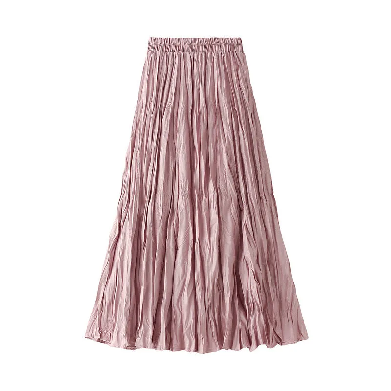 Summer Pleated  Skirt A Line Retro Skirt 752