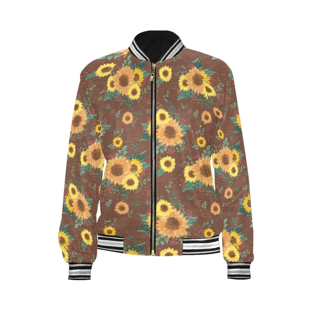 Sunflowers Bomber Jacket for Women