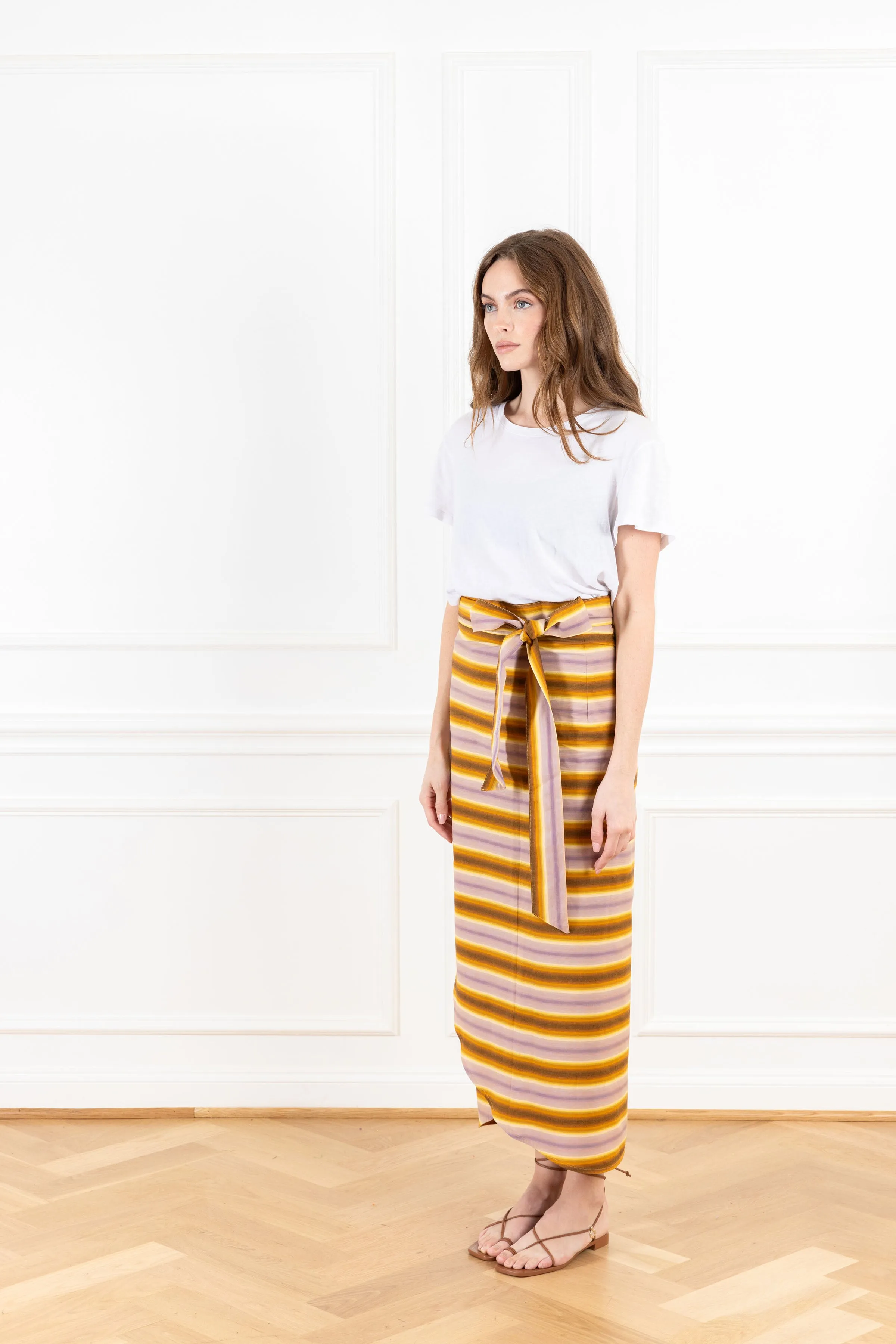 Sunset Stripe Maxi Wrap Skirt