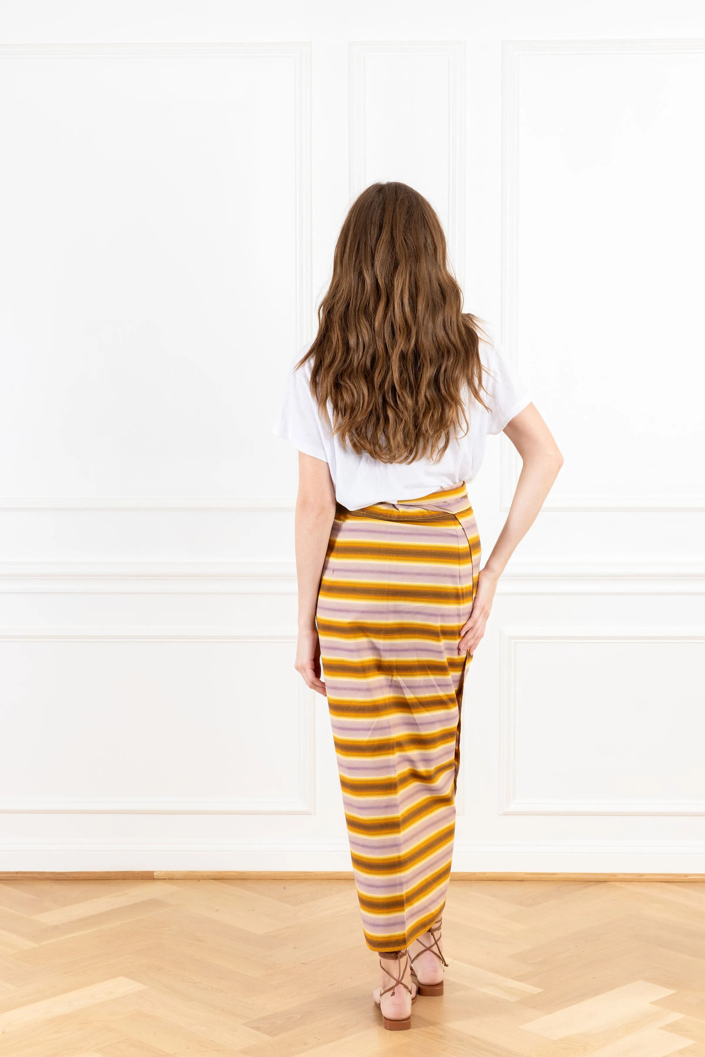 Sunset Stripe Maxi Wrap Skirt