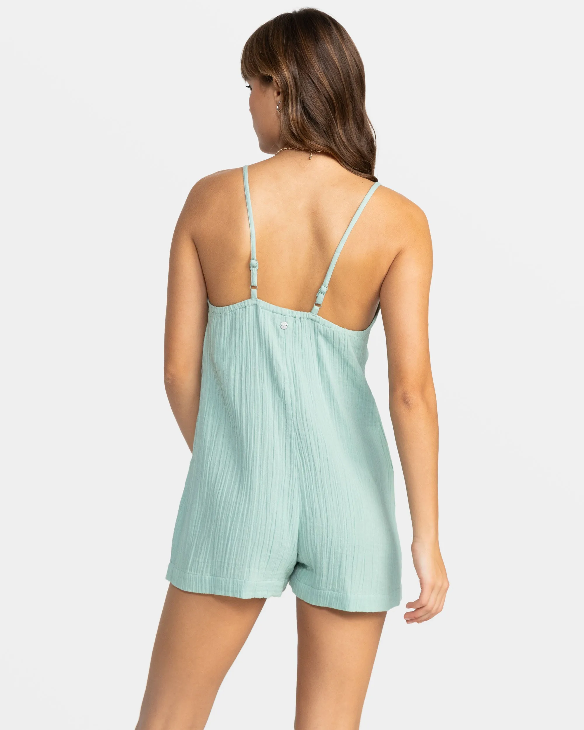 Sunshine Haze V- Neck Romper - Blue Surf