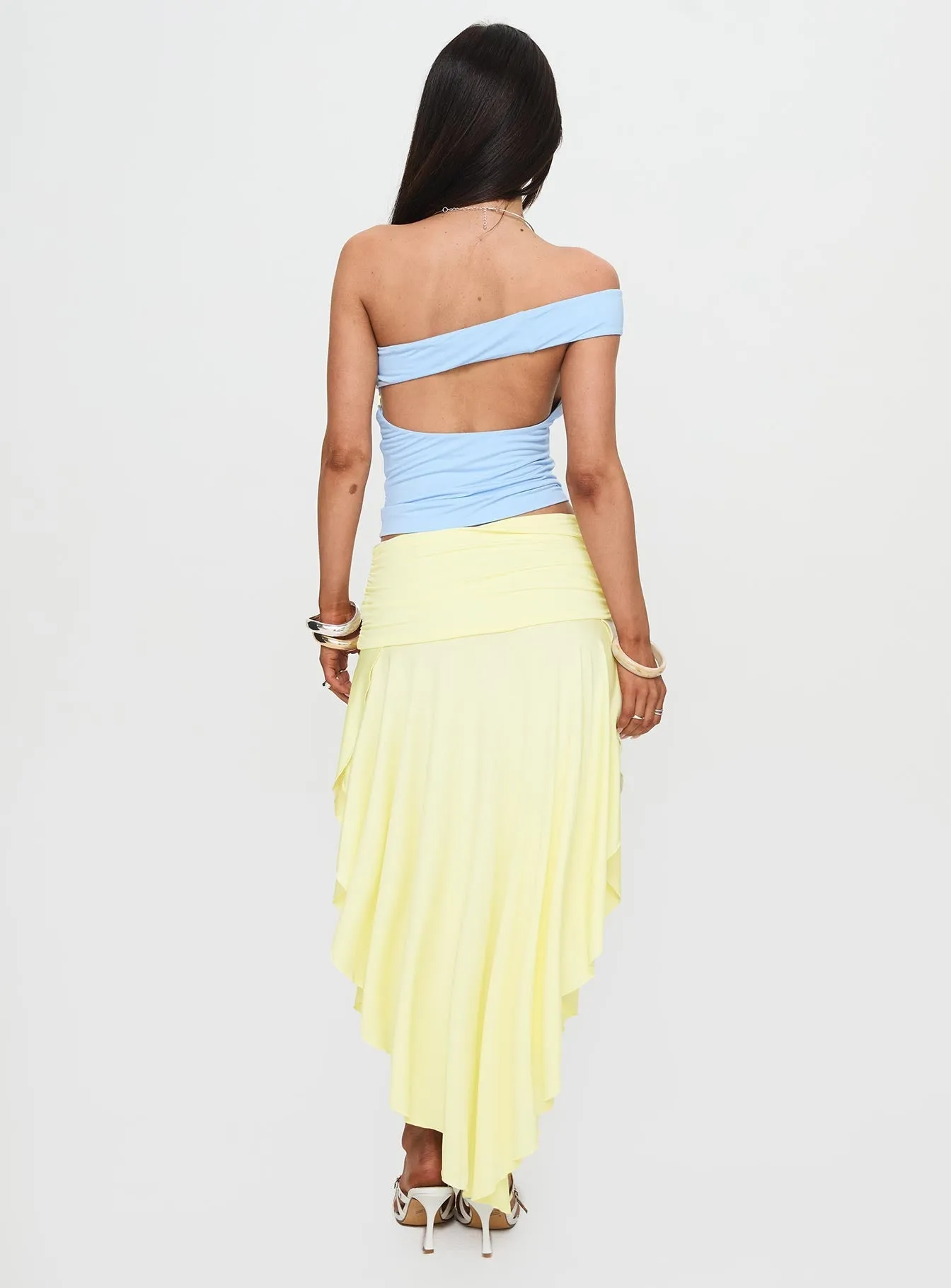 Symphonia Asymmetrical Midi Skirt Butter Yellow