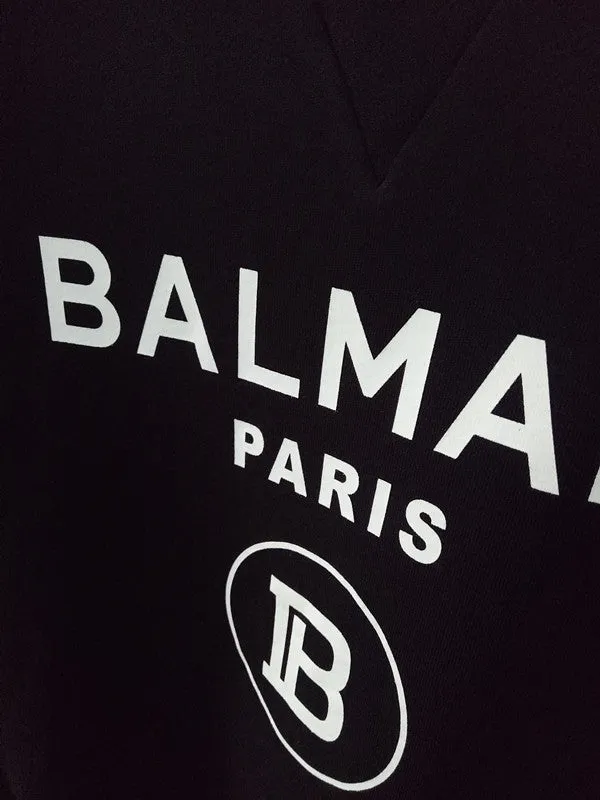 T Shirt Balmain Autumn and Winter Letter Balman Pure Cotton Long-Sleeved Sweatshirt