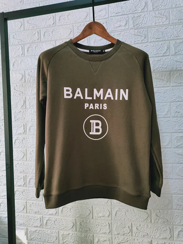 T Shirt Balmain Autumn and Winter Letter Balman Pure Cotton Long-Sleeved Sweatshirt