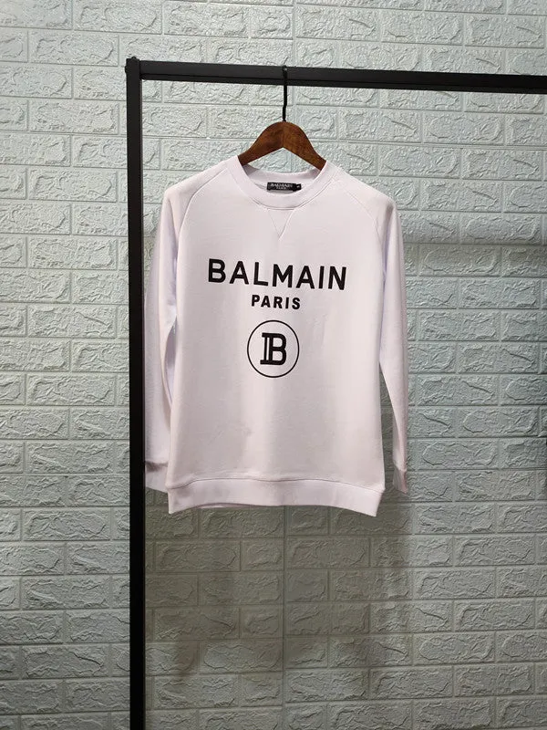 T Shirt Balmain Autumn and Winter Letter Balman Pure Cotton Long-Sleeved Sweatshirt