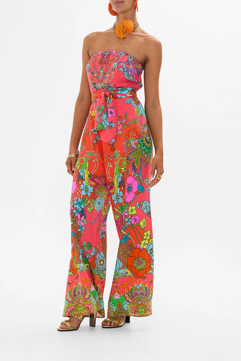 TIE WAIST STRAPLESS JUMPSUIT WINDMILLS AND WILDFLOWERS