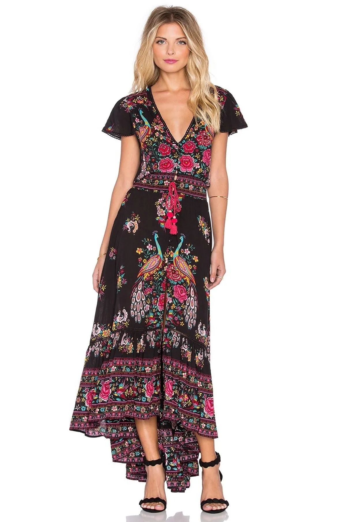 Tribal Boho Summer Dress, Maxi Bohemian Dress For Women