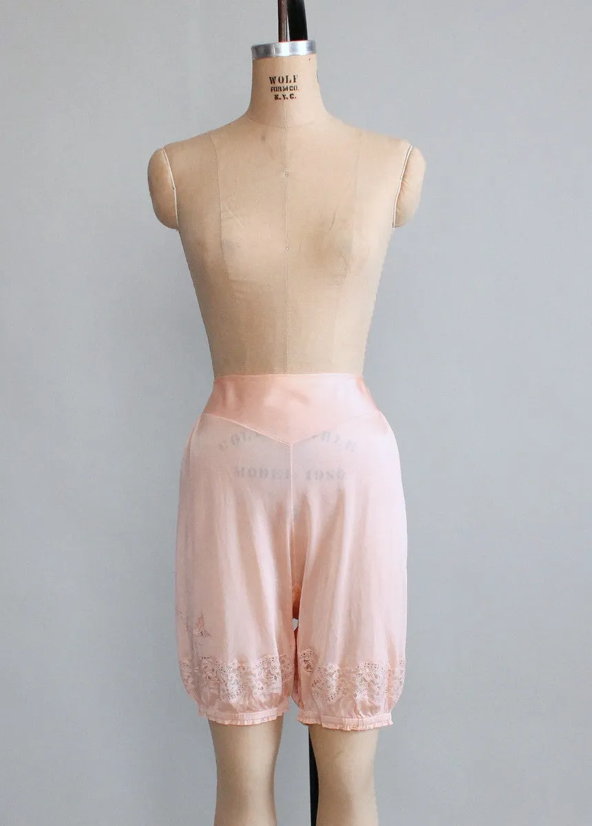 Vintage 1930s Peach Rayon Jersey Bloomers