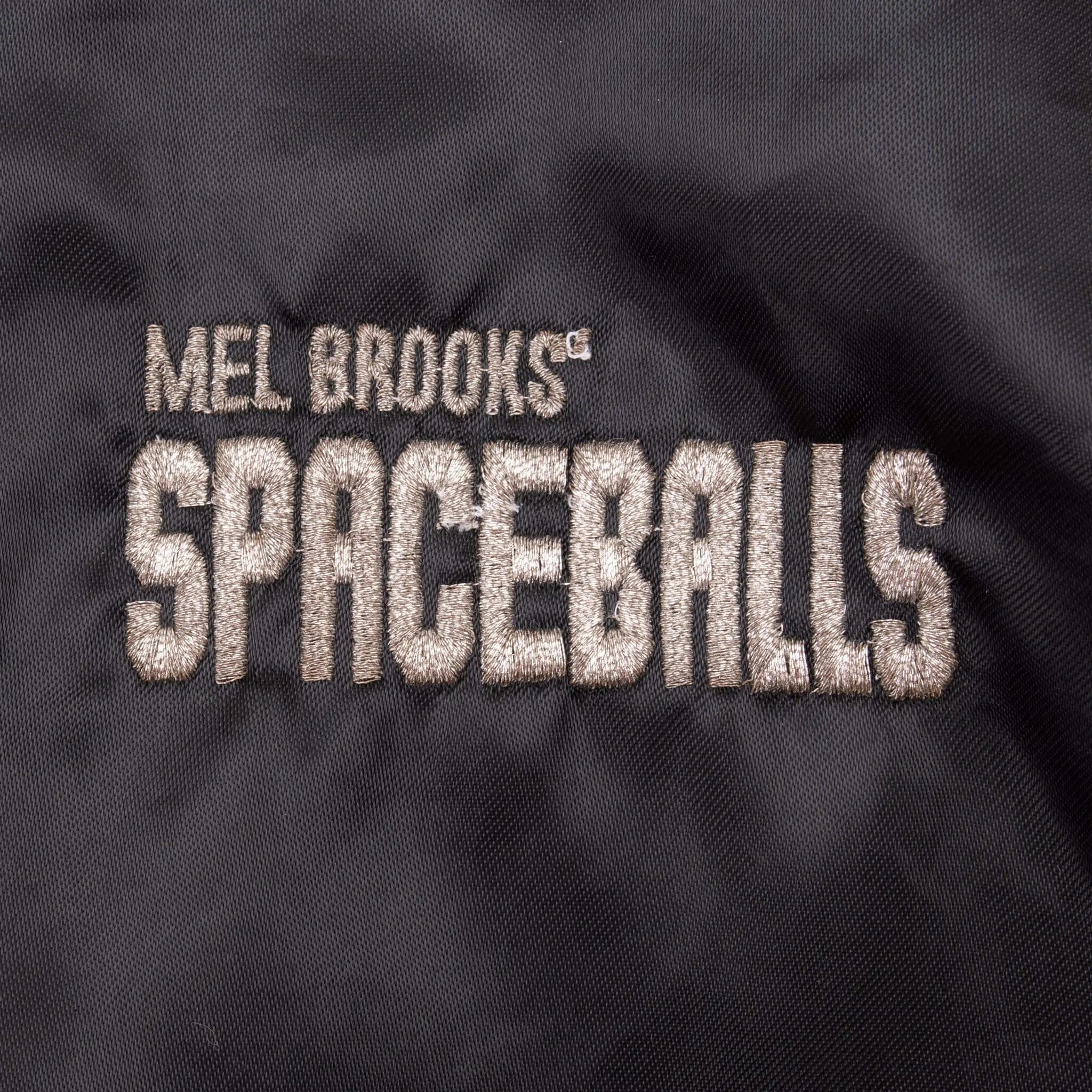 VINTAGE MEL BROOKS SPACEBALLS MOVIE SATIN BOMBER JACKET 1987 MEDIUM MADE USA