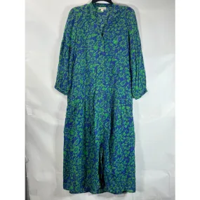 WHISTLES Women's Green/Blue Multi Valeria Henna 3/4 Sleeve Shirt Dress SZ L