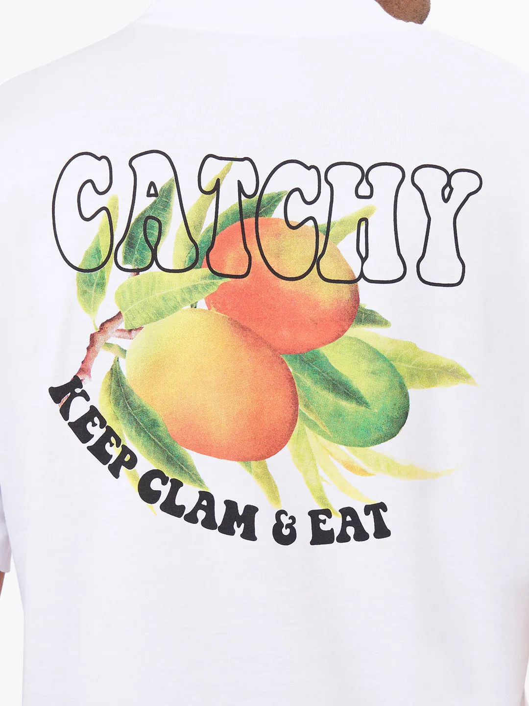 White Round Neck Printed Oversized T Shirt