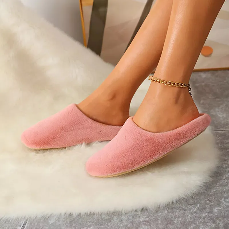 Winter Casual Slip On Comfortable Warm Furry Slippers