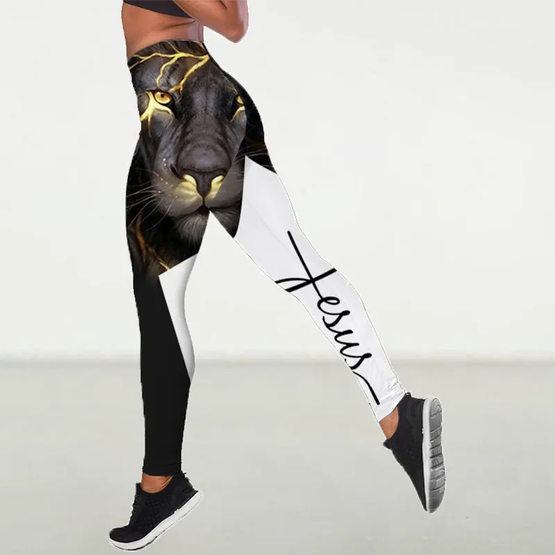 Wjczt Leggings Women High Waist 3D Tiger Printed Yoga Pants Tights Gym Clothing Animals Workout Leggings Fitness Leggins Ladies Legins