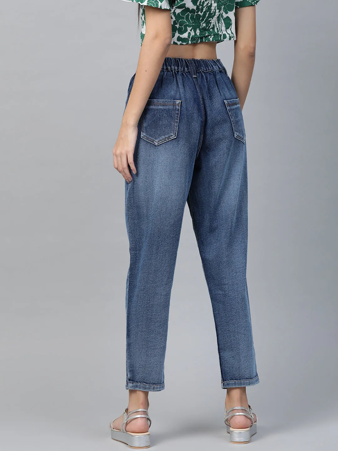 Women Blue High Waist Basic Jeans