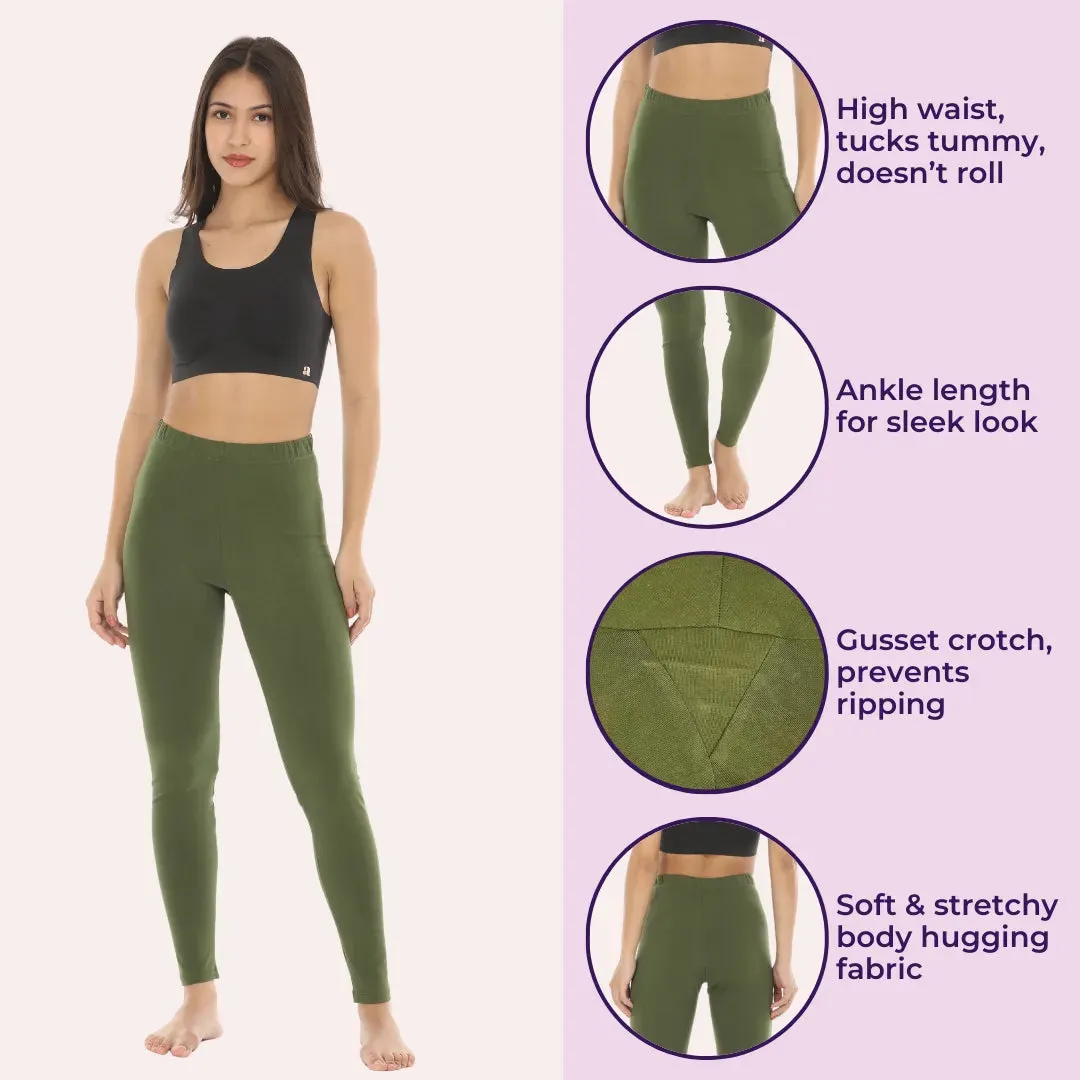 Women's Leggings | High-Waist | Ankle-Length | Breathable Cotton & Stretch Fit