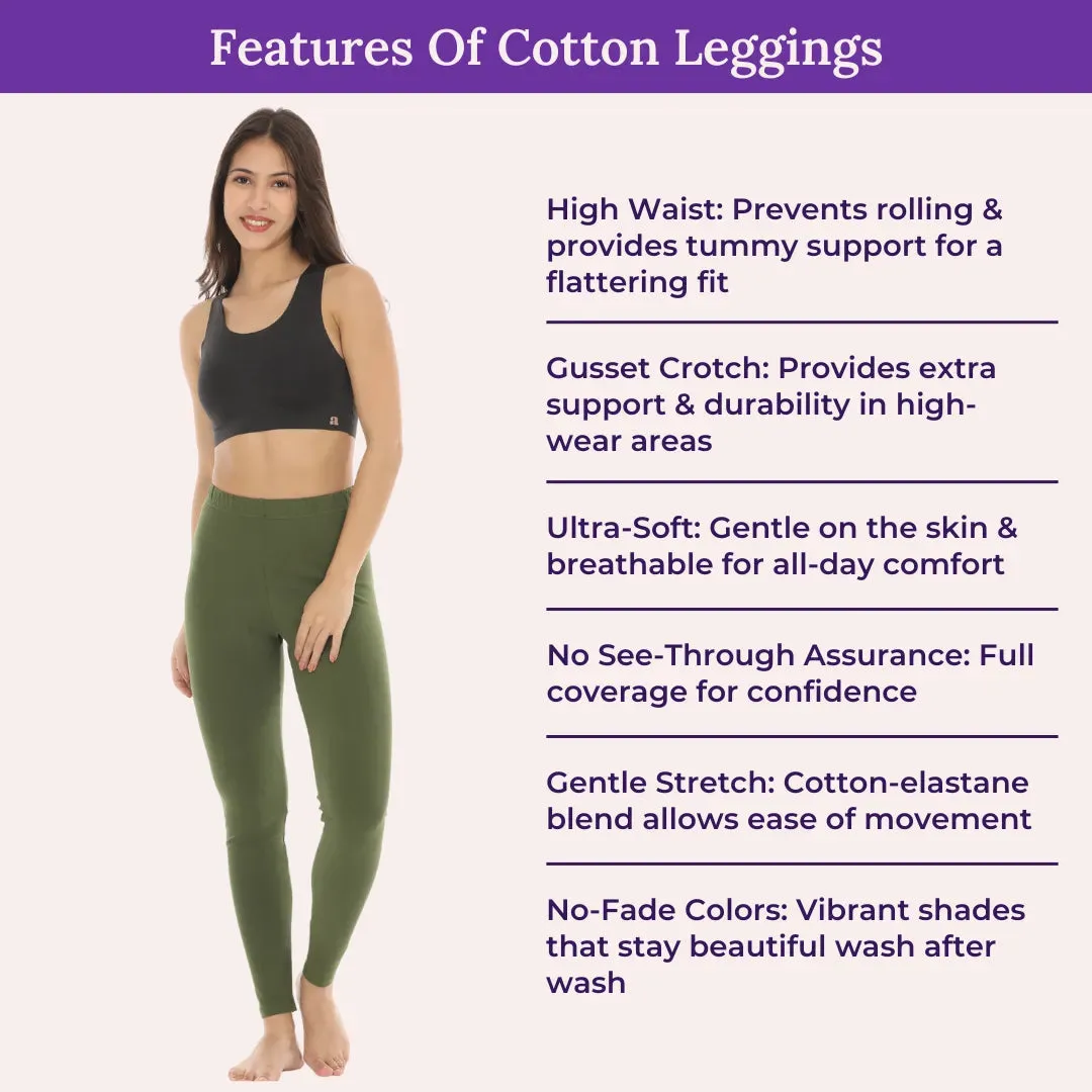 Women's Leggings | High-Waist | Ankle-Length | Breathable Cotton & Stretch Fit