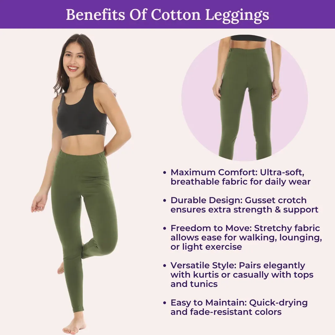 Women's Leggings | High-Waist | Ankle-Length | Breathable Cotton & Stretch Fit