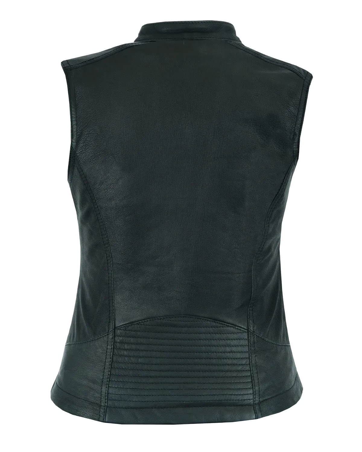 Women's Racer Collar Premium Naked Goat Skin Vest