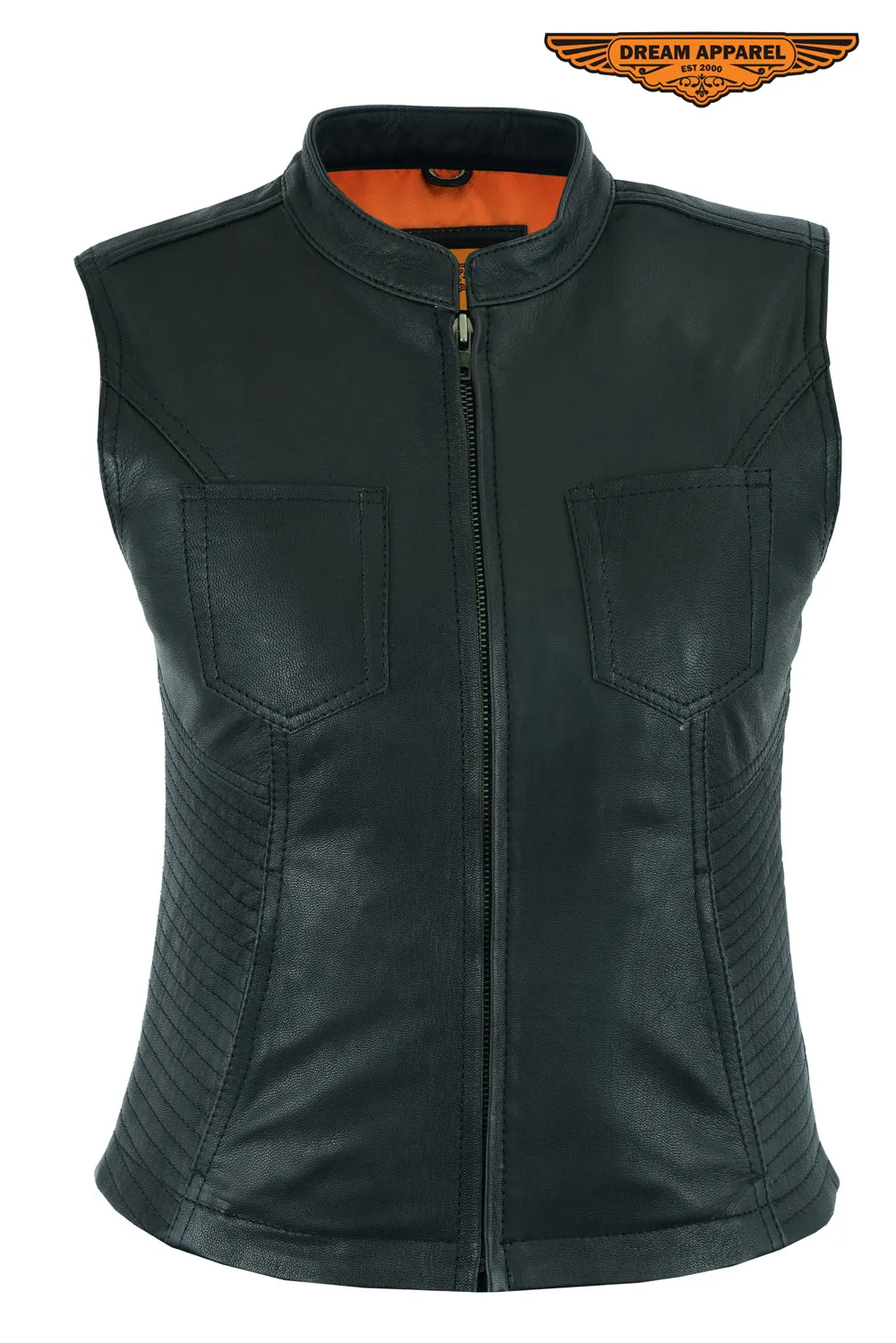 Women's Racer Collar Premium Naked Goat Skin Vest