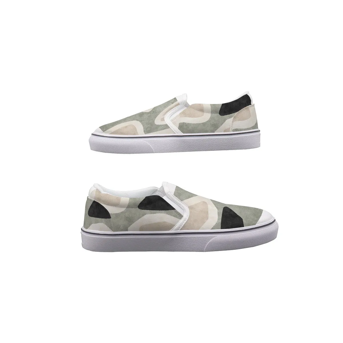 Women's Slip On Sneakers 254 sage, beige, and black print